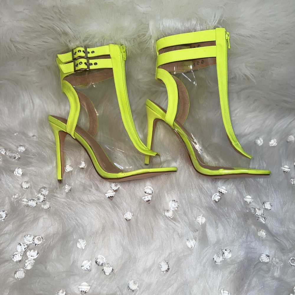 Mindy Lime Lucite Peep Toe Cut Out Boot